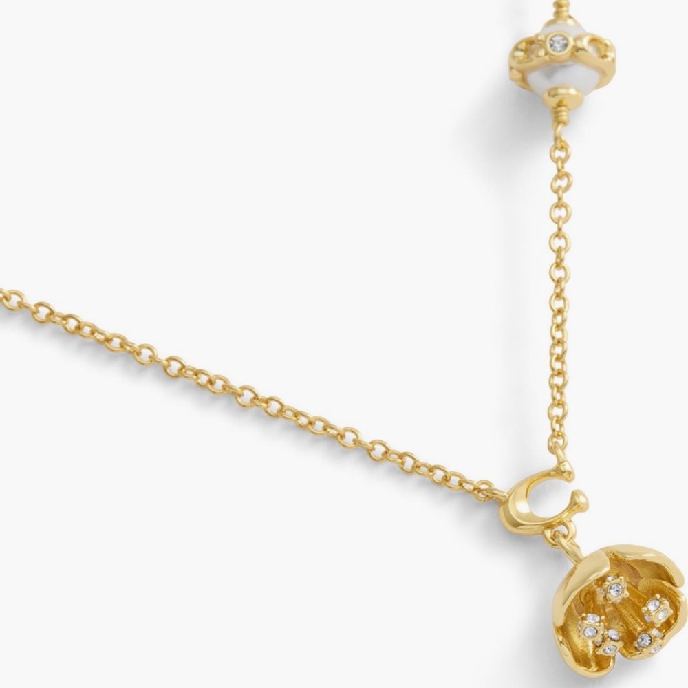 COACH floral pendant necklace NWT